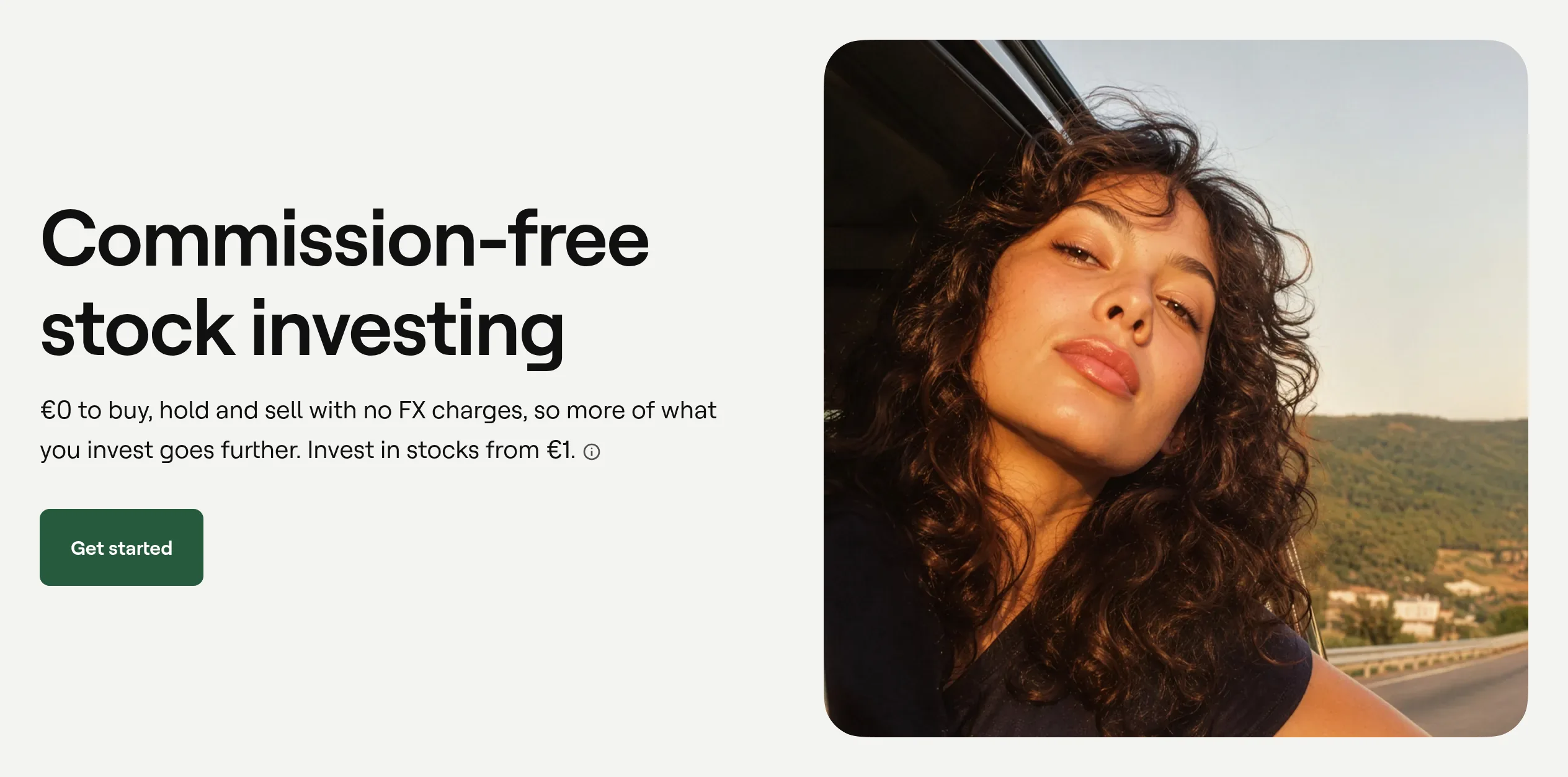 Mintos stocks landing page headline reading Commission-free stock investing, with €0 to buy, hold and sell and no FX charges